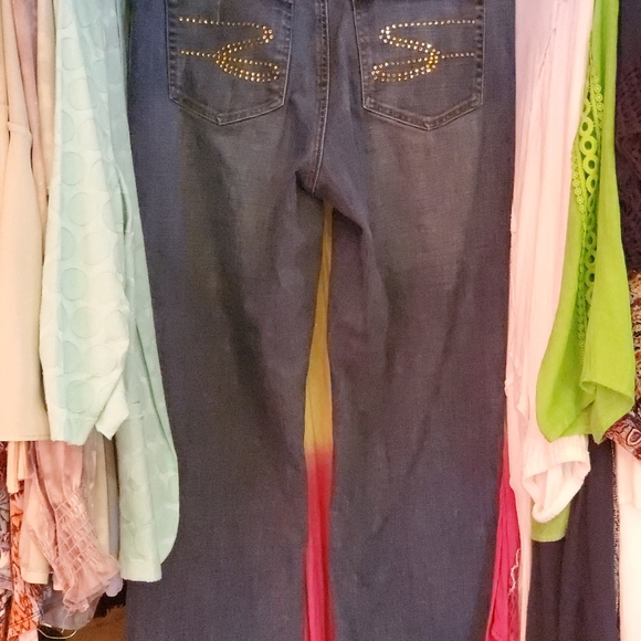 Seven 7 Premium Denim RustGold Rhinestone Embellished SZ 16 x32-33L Like New - Picture 10 of 17